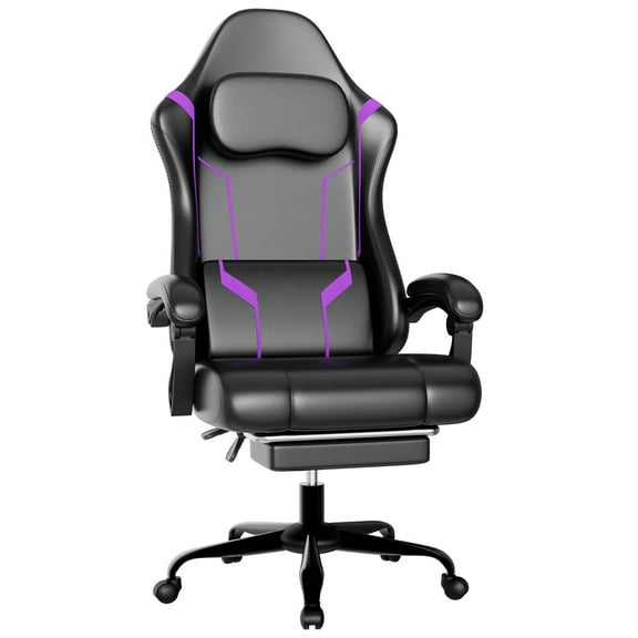 Ergonomic Gaming Chair, Electronic Gaming Chair With Pocket Spring Pad And Footrest, Height Adjustable Computer Chair(Purple)