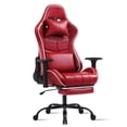 thumbnail image 1 of Ergonomic Gaming Chair with Footrest for Adults Big and Tall Leather Computer Desk Chair with Headrest Adjustable Lumbar and Armrest 400LBS Load Swivel Video Game Office Chair, Red, 1 of 7