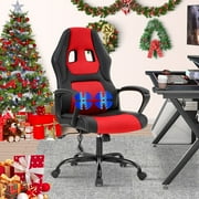 Dkeli Ergonomic Gaming Chair Massage Computer Desk Chair Leather Office Chair with 360 Degree Rolling Wheels & Lumbar Support, Red