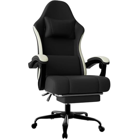 Ergonomic Gaming Chair with Pocketed Spring Cushion, Breathable Fabric Computer Chair with Footrest, Adjustable Lumbar Support Video Game Chair for Adults$$Furniture