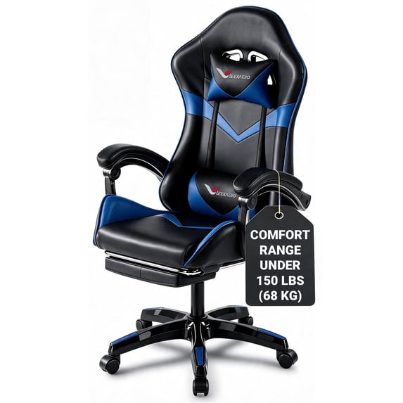Small Gaming Chair for Tween and Adults, Home Office Desk Seat with Lumbar Support and Footrest, Compact PC Chair for Small Space