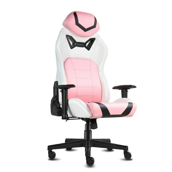 Ergonomic Gaming Chairs for Adults with High-Density Memory Foam | Swivel Comfortable Office Chair, Big and Tall Video Game Chair, High Back Computer Chair for Home, Office, Pink White