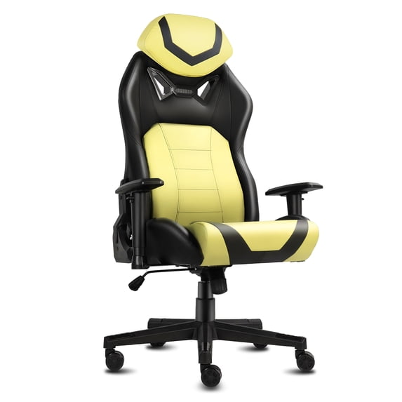 Ergonomic Gaming Chairs for Adults with High-Density Memory Foam | Swivel Comfortable Office Chair, Big and Tall Video Game Chair, High Back Computer Chair for Home, Office, Yellow Black