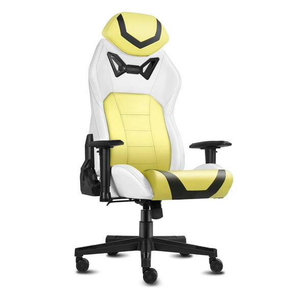 Ergonomic Gaming Chairs for Adults with High-Density Memory Foam | Swivel Comfortable Office Chair, Big and Tall Video Game Chair, High Back Computer Chair for Home, Office, Yellow White
