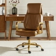 thumbnail image 1 of Ergonomic Office Chairs with Inflatable Lumbar Support High Back Leather Executive Chair with Arms for Boss Camel, 1 of 10