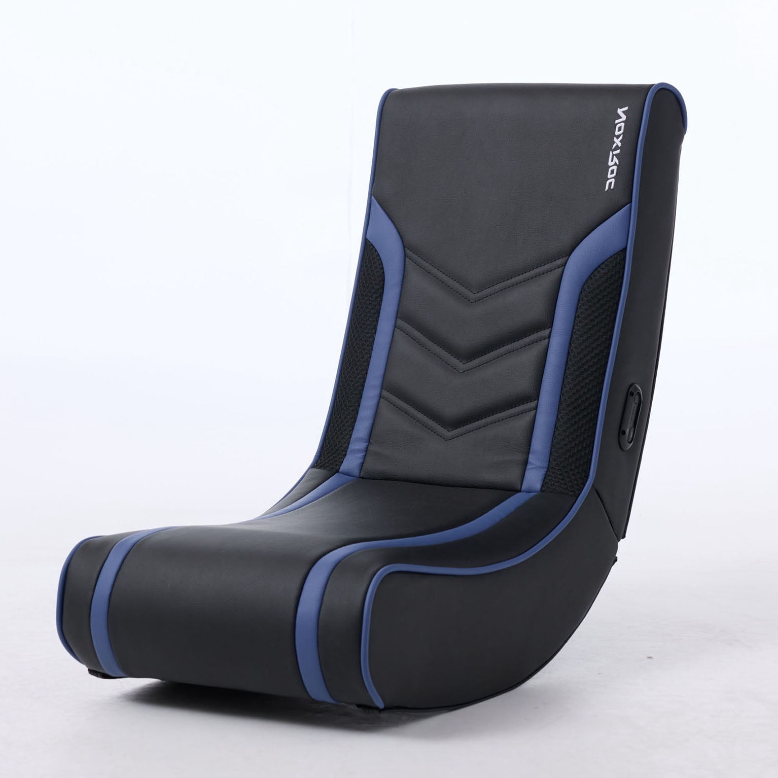 Soothing Blue Ergonomic Gaming Rocker Floor Chair with RGB LED Lights, PU Leather ...
