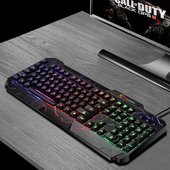 Ergonomic Gaming Wired Crack 104 Key | Flexible Mechanical Switches | Micro RGB Backlit | N-Key Rollover | including -60 backlit computer gaming keyboard and Black