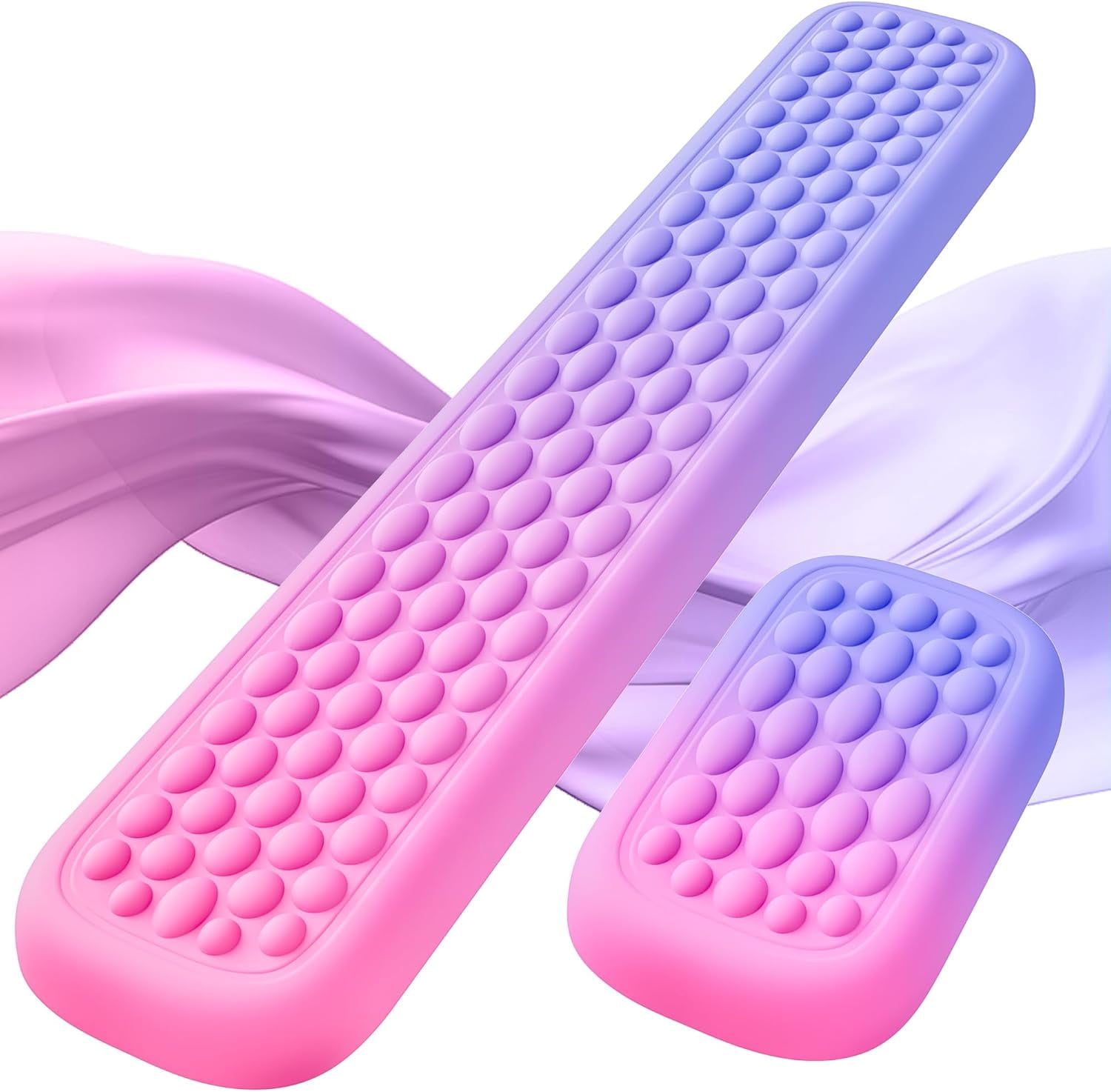 Ergonomic Gaming Wrist Rest for Computer Keyboard & Mouse - Premium Silky Memory Foam Wrist Pad with Massage Points, Pain Relief & Comfort Wrist Support for Typing, PC, Game (Pink/Purple)