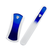 Ergonomic Glass Nail File Set, Bow Ergo Collection made from Czech Glass by Bona Fide Beauty in Blue Cobalt