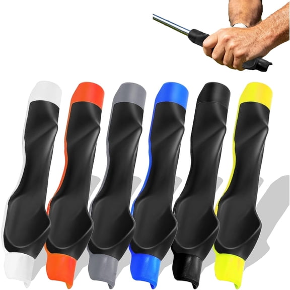Ergonomic Golf Grip Trainer for Right Hand, Snap-On Golf Training Aid Attachment to Correct Club Posture & Improve Swing Accuracy, Black (6pack)(k)