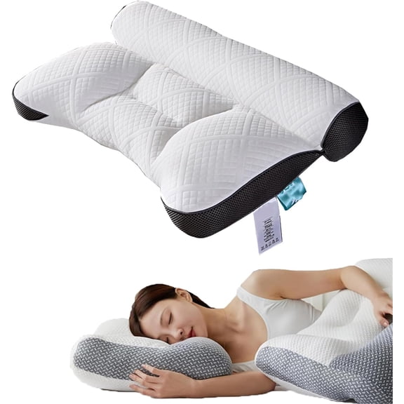 Ergonomic Goose Down Pillow, Sleep Enhancing Cervical Support Comfort Goose Down Pillow, Cervical Support Comfortable Goose Down Pillow, Small Pillows for Sleeping