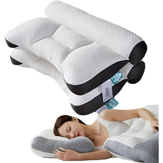 Ergonomic Goose Down Pillow, Sleep Enhancing Cervical Support Comfort Goose Down Pillow, Cervical Support Comfortable Goose Down Pillow, Small Pillows for Sleeping