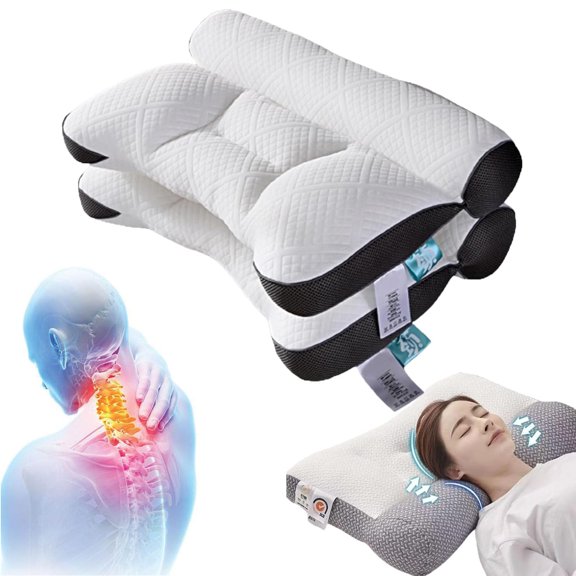 Ergonomic Goose Pillow,Sleep Enhancing Cervical Support Comfort Goose Down Pillow,Cervical Support Comfortable Goose Down Pillow,Super Ergonomic Pillow - Protect Your Neck and Spine