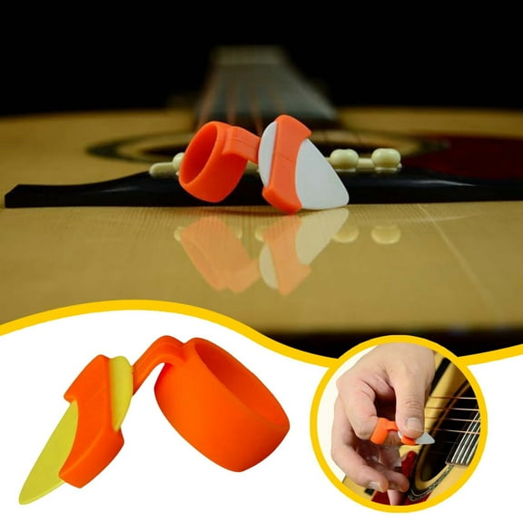 Ergonomic Guitar Picks - Durable Silicone Picks with 2 Sizes (S:15.5mm/M:20mm), Fits All Playing Styles for Acoustic/Electric Guitars, Easy to Store on Tuning Bar