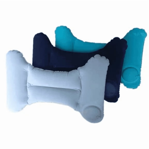 19.7 x 12.2 Blue Lumbar Support Seating Cushions, Ergonomic H-Shaped Inflatable Auto Inflate Flocked PVC Portable Waist Rest