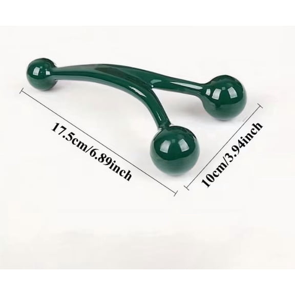 Ergonomic Handheld Full Body 3-Ball Massager - Durable Green Plastic Roller for Muscle Relief and Enhanced Circulation