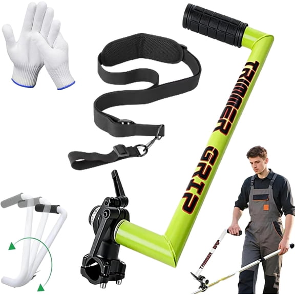 Ergonomic Handheld String Trimmer Handle with Shoulder Strap – Trimmer Grip Extension for Comfortable Upright Trimming in Gardens, Lawns, and Farms