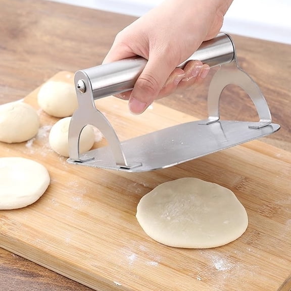 Ergonomic Handle 304 Stainless Steel Square Burger Press, Manual Hamburger Patty Maker for Homemade Burgers & Sandwiches-Silver