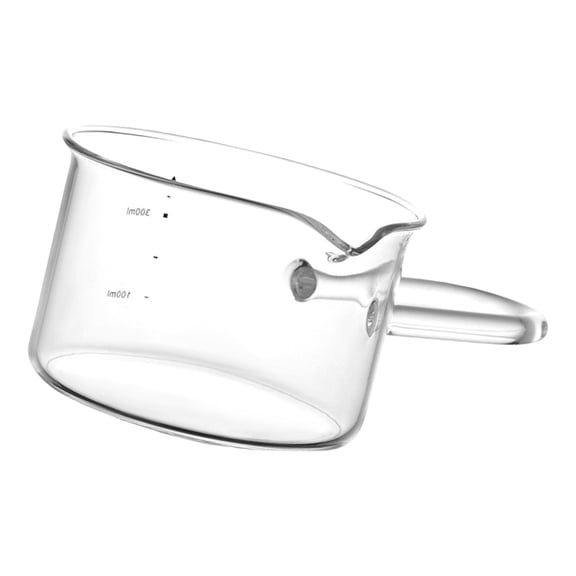 Ergonomic Handle Double Spout Milk Frothing Pitcher Borosilicate Glass Cup with Measurement Scale For Coffee Brewing