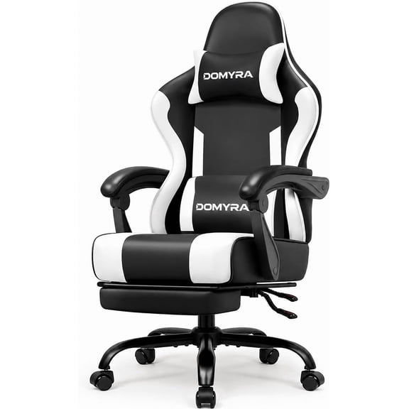 Ergonomic High-Back Gaming Chair with Reclining Function and Adjustable Armrests – Comfortable PU Leather Racing Style Office Chair for Home and Professional PC Gaming Setups,Deep Black