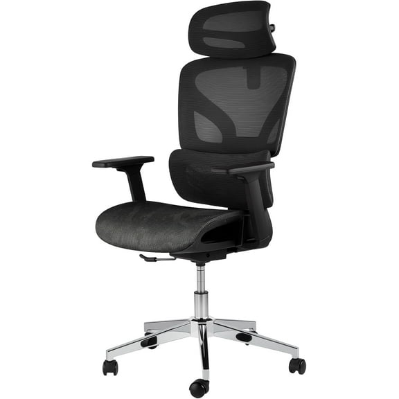Ergonomic High Back Mesh Office Chair, Adjustable Armrest, Lumbar Support & Headrest, Slide Seat & Tilt Lock, Rolling Computer Desk Chair for Home Office, Black