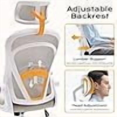 Ergonomic High-Back Mesh Office Chair – Adjustable Headrest & Flip-Up Armrests, Desk Chair with Wheels, 300 lbs Capacity for Home or Study, White