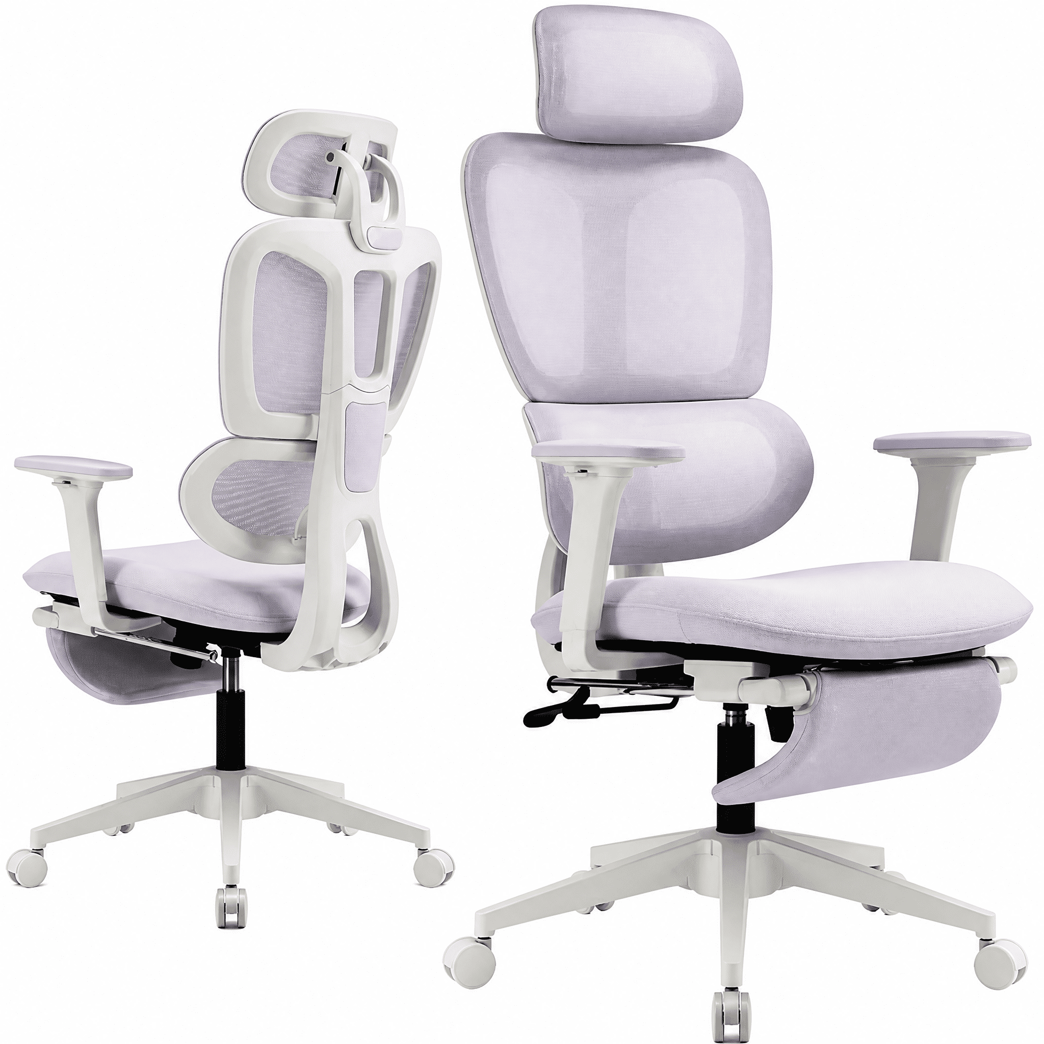 Ergonomic High Back Mesh Office Chair with Retractable Footrest, 2D Headrest & 4D Armrest, 90°-135° Reclining Sponge Cushion Computer Desk Chair