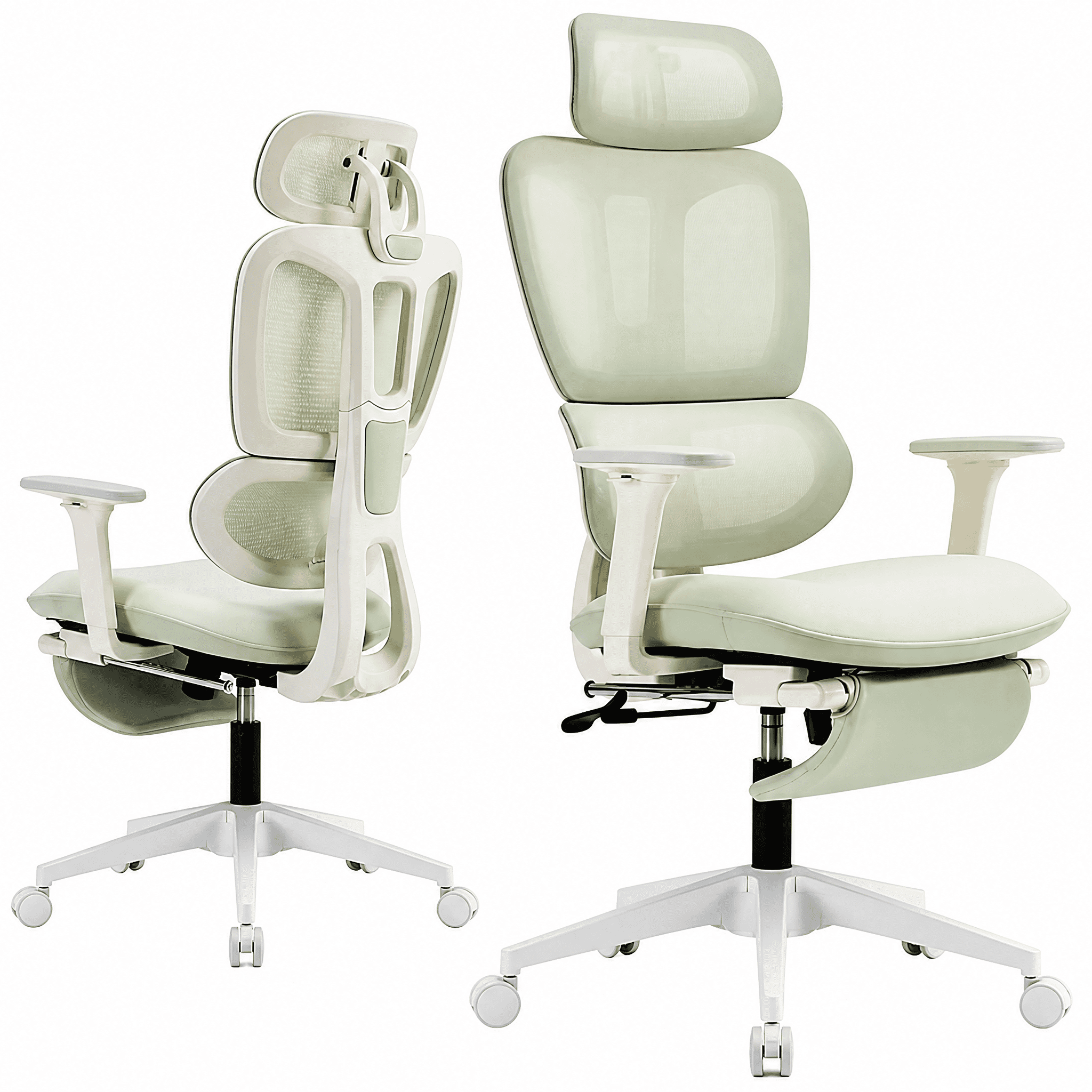 Ergonomic High Back Mesh Office Chair with Retractable Footrest, 2D Headrest & 4D Armrest, 90°-135° Reclining Sponge Cushion Computer Desk Chair