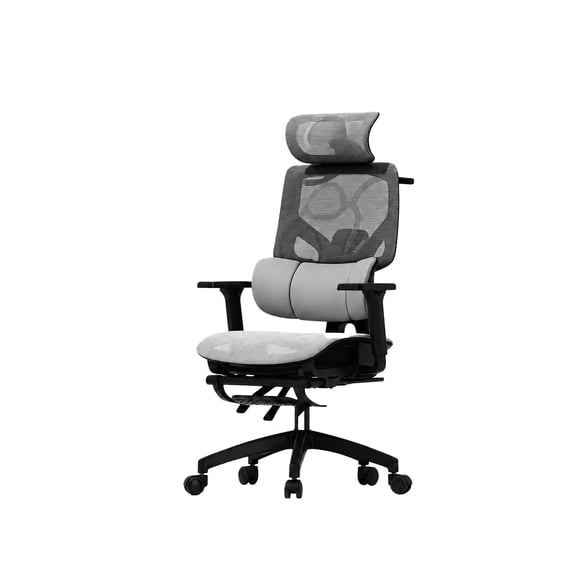 Ergonomic High-Back Office Chair With Footrest, 6D Adjustable Armrests and Lumbar Support, Cloud-Feel Mesh Desk Chair, Reclining Computer Chair For Home Office Or Gaming Room