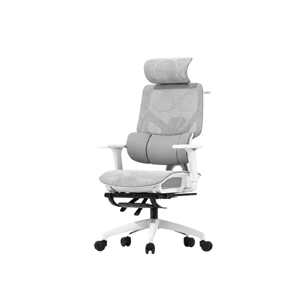 Ergonomic High-Back Office Chair With Footrest, 6D Adjustable Armrests and Lumbar Support, Cloud-Feel Mesh Desk Chair, Reclining Computer Chair For Home Office Or Gaming Room