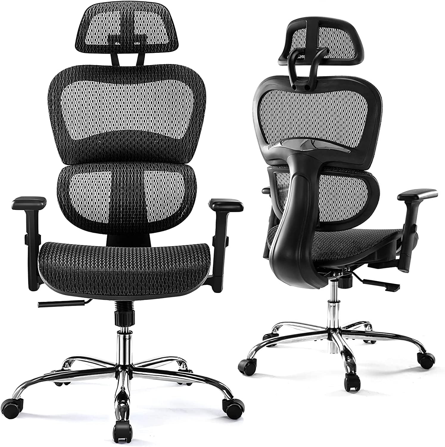 Ergonomic High Back Black Mesh Swivel Office Chair with Adjustable Arms