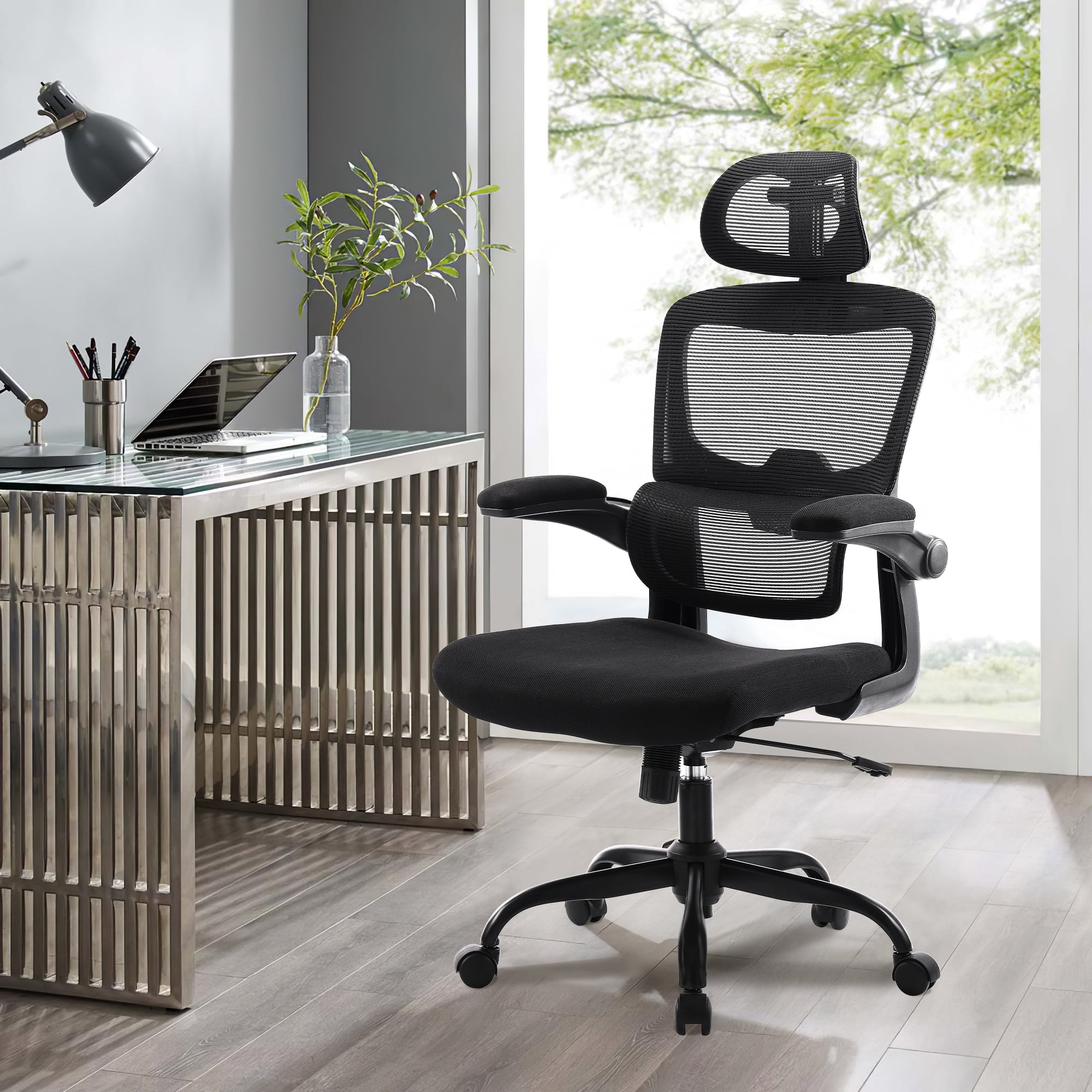 Ergonomic High Back Office Chair Home Office Chair with Armrest Black