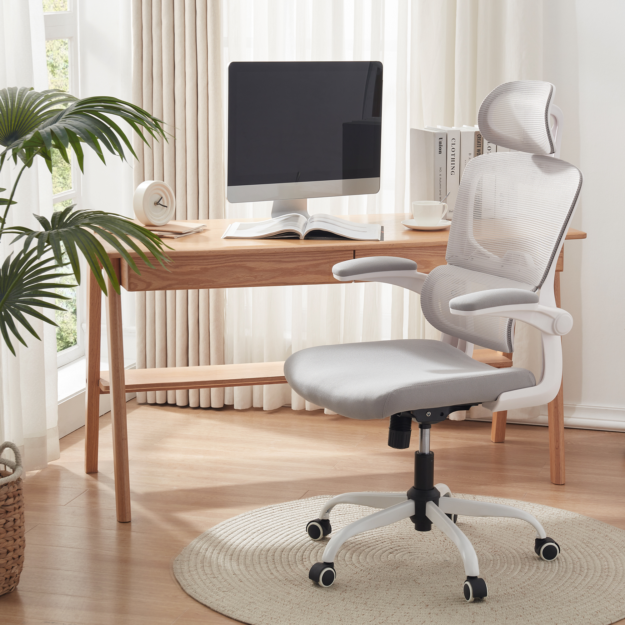 Ergonomic High Back Office Chair Home Office Chair with Armrest for Adults,Grey