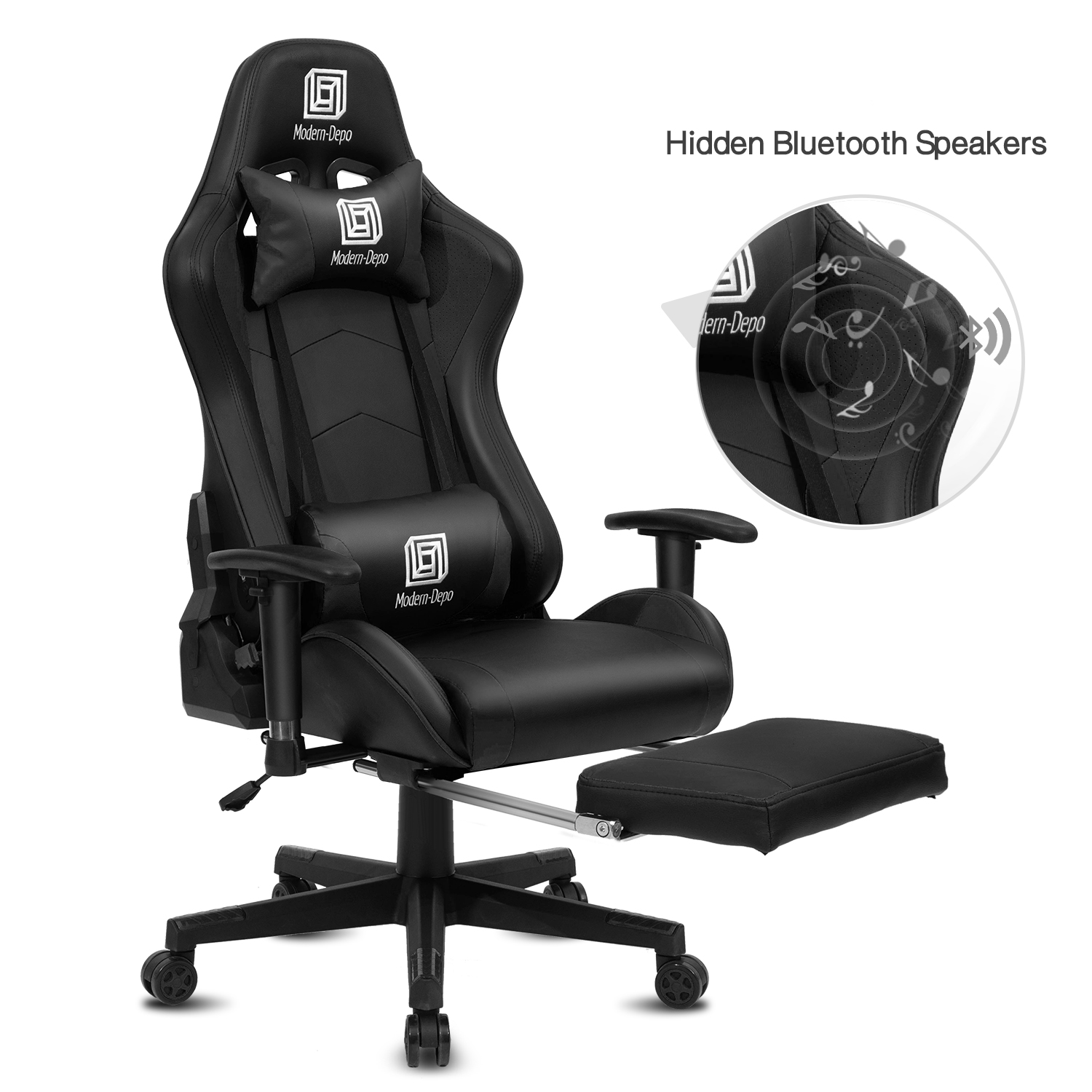 AA Products Gaming Chair Ergonomic High Back Computer Racing Chair  Adjustable Office Chair with Footrest, Lumbar Support Swivel Chair - Black