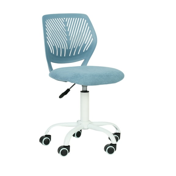 Ergonomic Home Office Desk Chair with Adjustable Height, Rolling Base, and Breathable Backrest, Light Blue