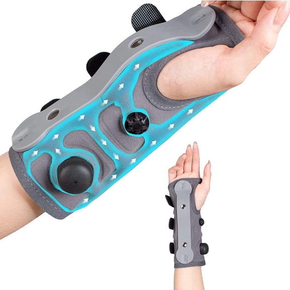 Ergonomic Inflatable Wrist Support Brace, 1 Pair of Adjustable Wrist Stabilizers with Integrated Airbag System, Premium Wrist Guard for Joint Stability and Daily Comfort, Grey/Blue