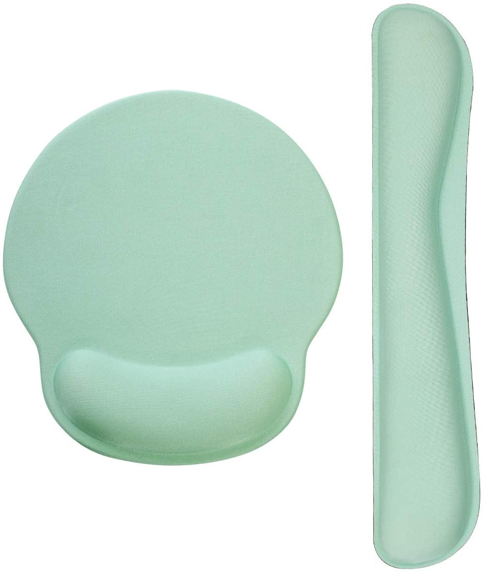 MOSISO Ergonomic Keyboard & Mouse Wrist Rest Set - Memory Foam, Wooden Base, Glitter Design