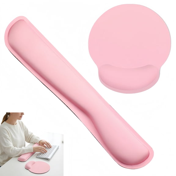 Ergonomic Keyboard Wrist Rest and Memory Foam Mouse Pad Set, Pale Pink, New