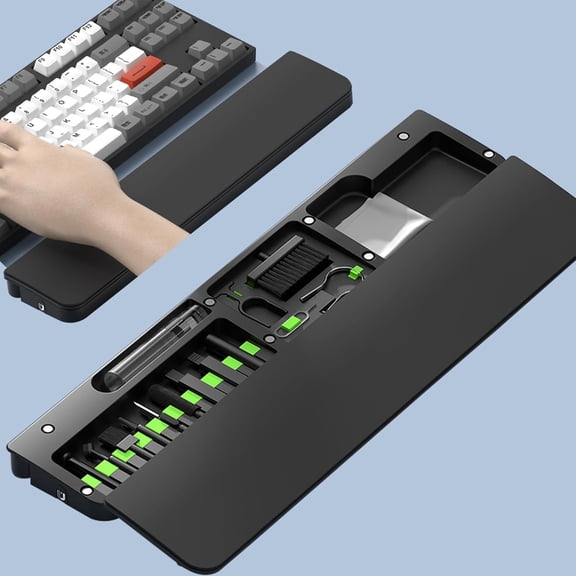 Ergonomic Keyboard Wrist Rest Cleaning Kit, 22 in 1 Cleaning Kits Wrist Rest for Keyboard, Non-Slip Springy Sponge Keyboard Rest Pad with Deep Cleaning Cleaning Tools for Earbuds, Lens, Charging Port