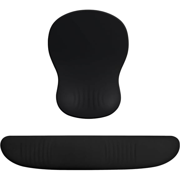 Ergonomic Keyboard Wrist Rest and Mouse Pad Set, Soft Memory Foam Desk Wrist Support for Computer Keyboard with Non-Slip PU Base for Long Hours of Work Gaming, Studying-Relieve Wrist Pain(Black)
