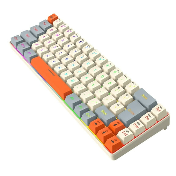 Ergonomic Keyboard with ARGB Backlights, 68Keys Keyboard with Detachable Line Compatible for Multiple Systems