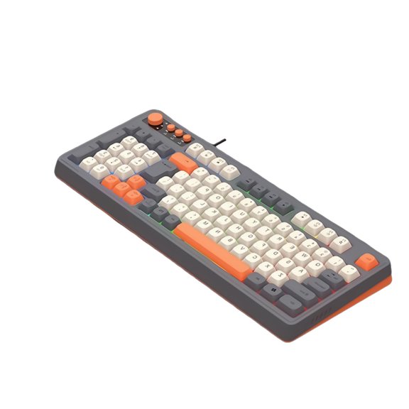 Ergonomic Keyboard with ARGB Backlights 98Keys Keyboard with USB Line Compatible for Multiple Systems Comfortable Keycap