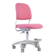 Ergonomic Kids Desk Chair, Childs Children Student Study Office Computer Chair, Adjustable Height and Seat Depth, W/Slipcovers, Detachable Footrest and Lumbar Support Pink, W/Chair Slipcovers