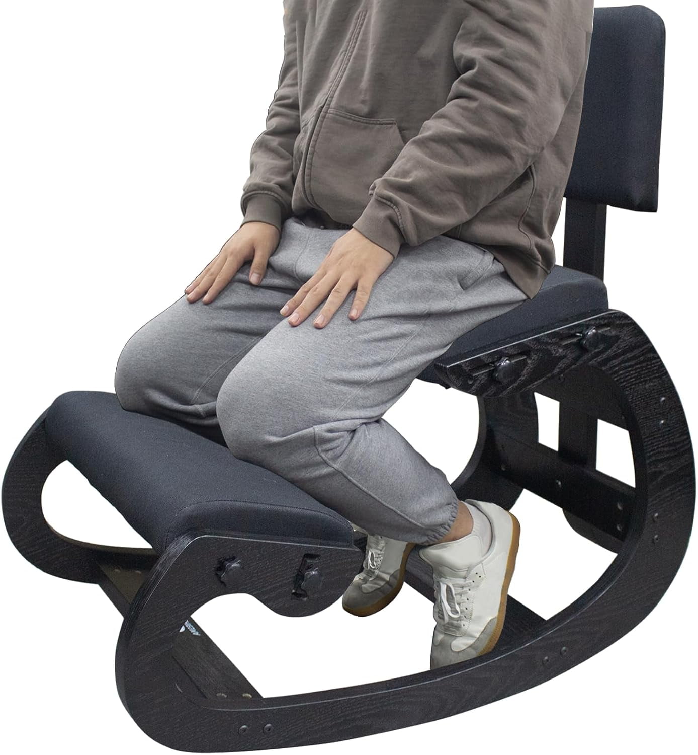 Adjustable Ergonomic Kneeling Chair With Leather Cushion & Mesh Back Support