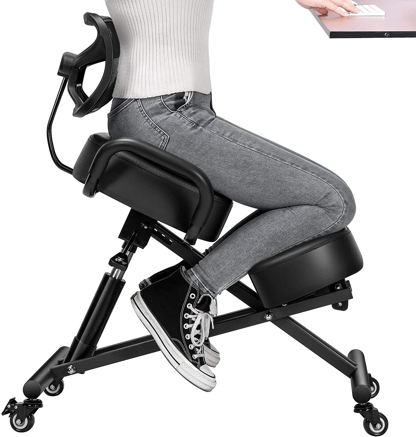 Ergonomic Kneeling Chair with Backrest Adjustable Height with