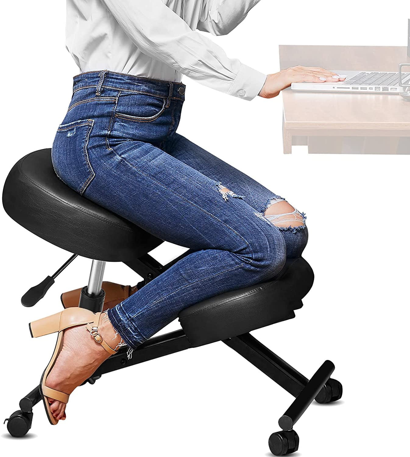 Ergonomic Kneeling Chair for Office, Height Adjustable Stool with Thick