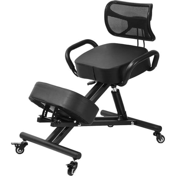 Ergonomic Kneeling Chair with Back Support, Height Adjustable Stool for Home and Office, Thick Molded Foam Cushions, Brake Casters