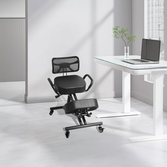 Ergonomic Kneeling Posture Chair w/ Adjustable Height & Backrest - Relieve Back Pain, Improve Sitting Position