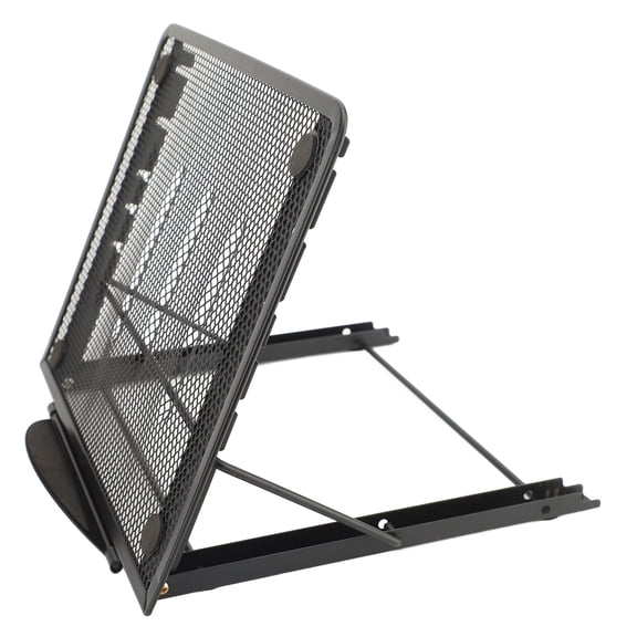 Ergonomic Laptop Stand for Desk, Adjustable Height and Ventilated Aluminum Angle Holder Compatible with Tablet & Notebook up to 17 inches / 43.1 cm, Space-Saving Foldable Computer Tray, Black