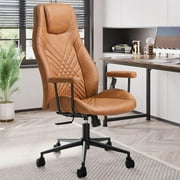 Ergonomic Leather Office Chair High Back Office Chair Mid-Century Modern Office Chair with Armrest Height Adjustable Rolling Swivel Task Chair Suede Fabric (Brown)